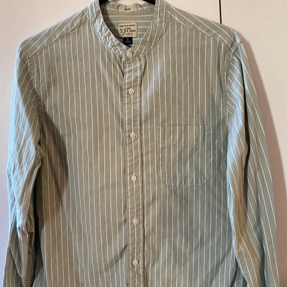 J. Crew Other - Light green stripe band collar shirt